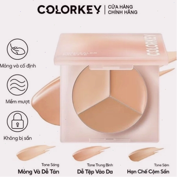 Bảng Che Khuyết Điểm Colorkey Ba Màu Targeting Three-colour Concealer Palette 3.9g