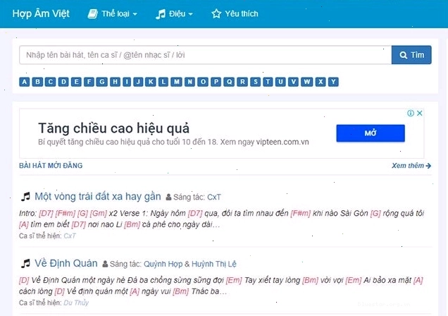 Bảng hợp âm C-Am-F-G phổ biến trên ứng dụng Hợp Âm Việt
