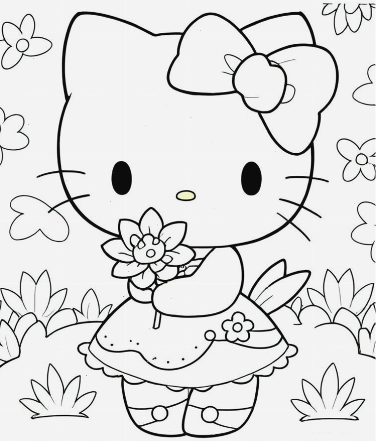 Bé tập tô màu Hello Kitty