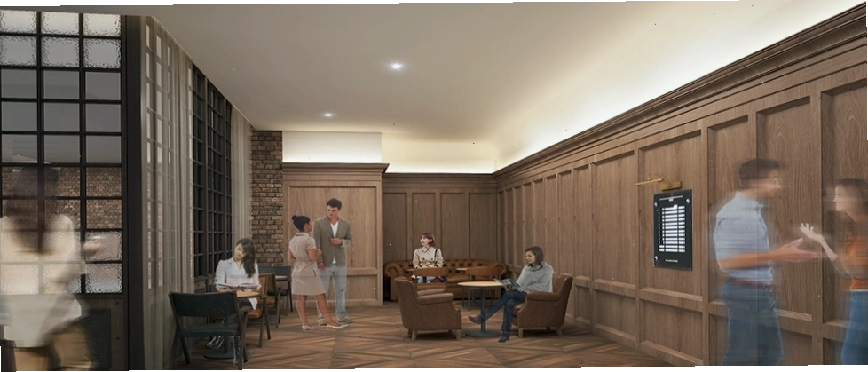 Bên trong sảnh chờ của rạp CGV Metropolis Liễu Giai với thiết kế hiện đại
