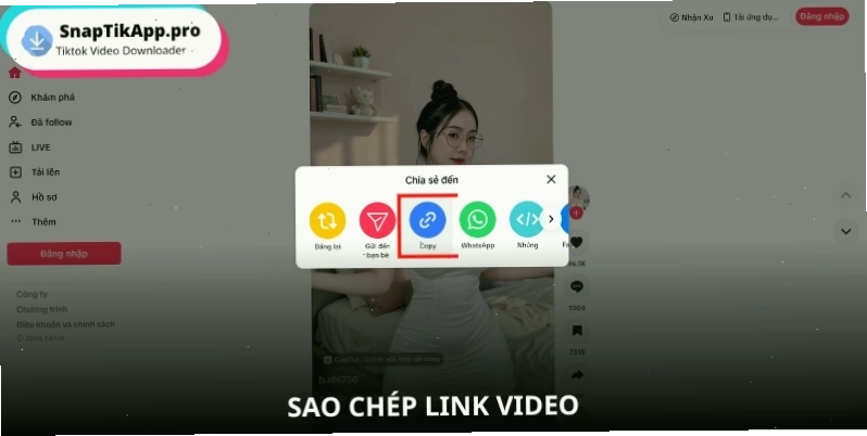 Bước 1 hướng dẫn tải video TikTok trên máy tính bằng Snaptik