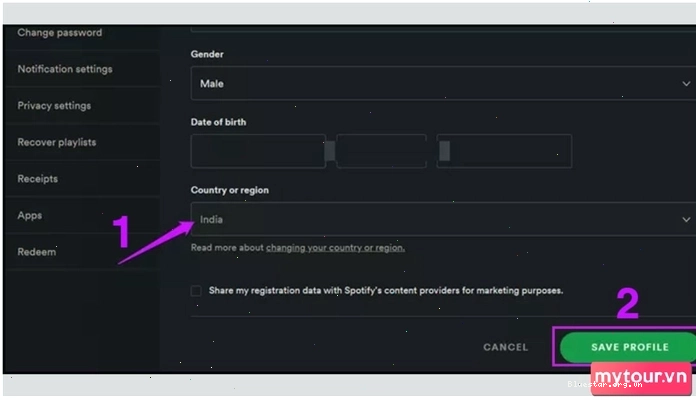 Các tab khám phá trên Spotify Web