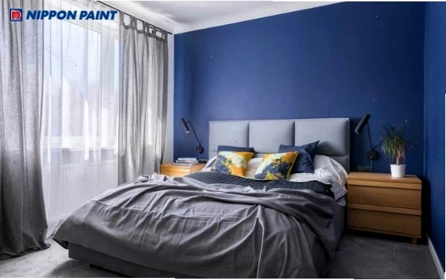 Cặp màu xanh coban - xám dành cho không gian phòng ngủ