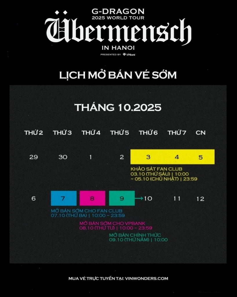 Chi tiết các khu vực vé concert G-Dragon