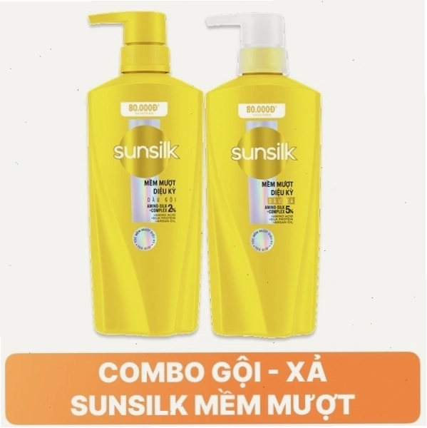 Dầu gội 337ml và dầu xả 354ml Sunsilk mềm mượt diệu kỳ