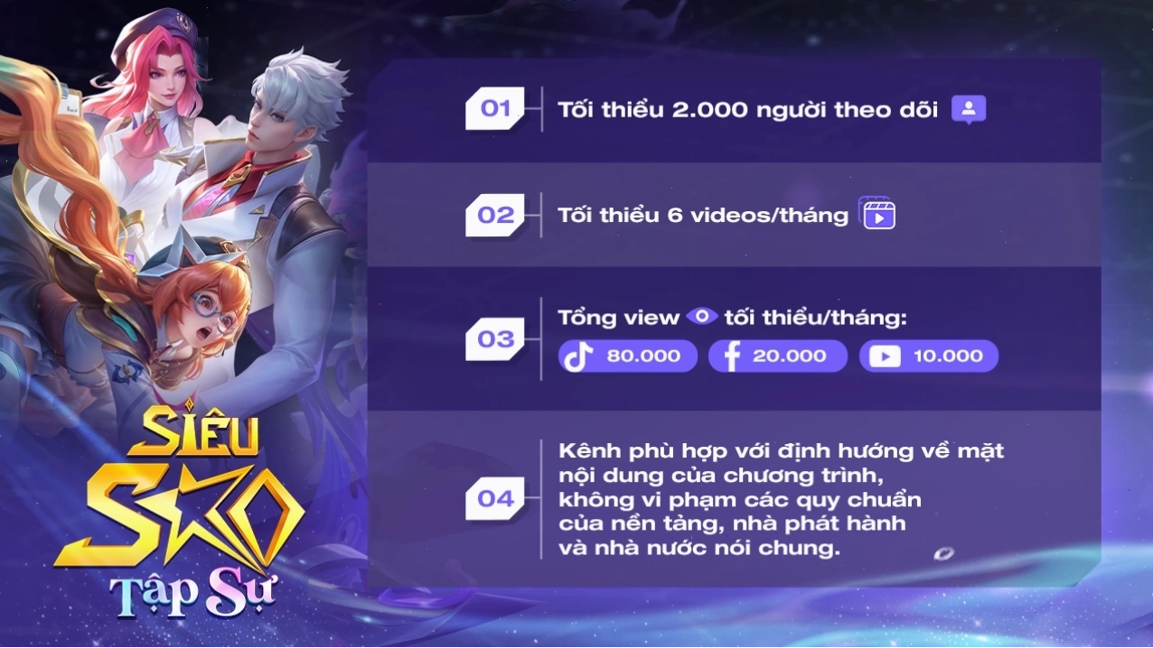Điều kiện đăng ký chương trình Siêu Sao Tập Sự