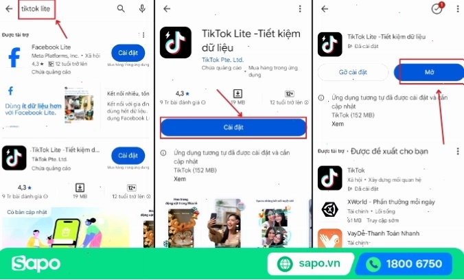 Giao diện cài đặt TikTok Lite trên thiết bị di động