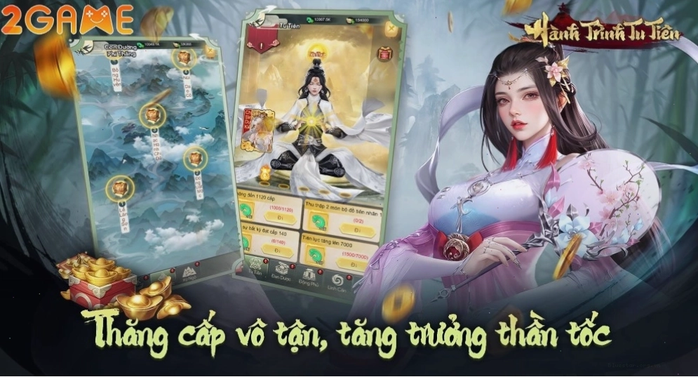 Giao diện game hành trình tu tiên với nhiều tính năng hấp dẫn