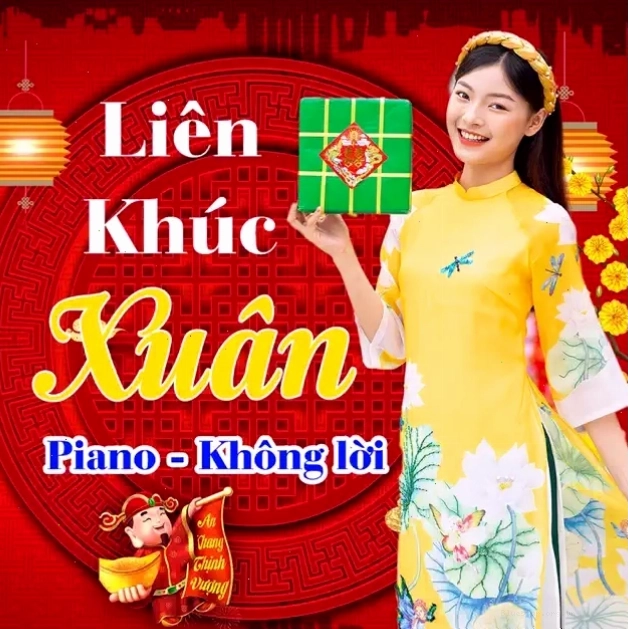 Giao diện nghe nhạc xuân piano trên ứng dụng di động