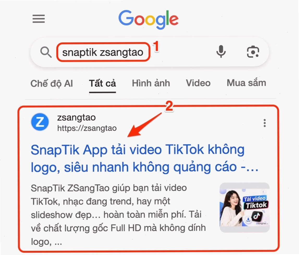 Giao diện SnapTik với chức năng tải video TikTok không logo