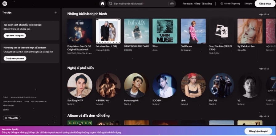 Giao diện Spotify Premium