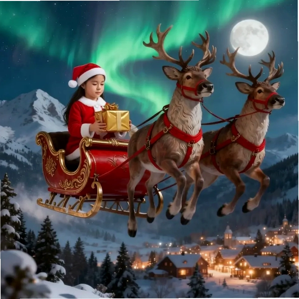 Hiệu ứng ông già Noel lái xe tuần lộc, ứng dụng Viggle AI
