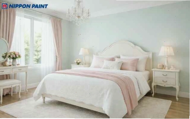 Không gian phòng ngủ xanh mint phối hồng pastel mộng mơ và ngọt ngào dành riêng cho phái đẹp