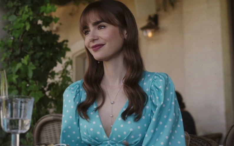 Lily Collins với kiểu mái Pháp trong phim Emily in Paris