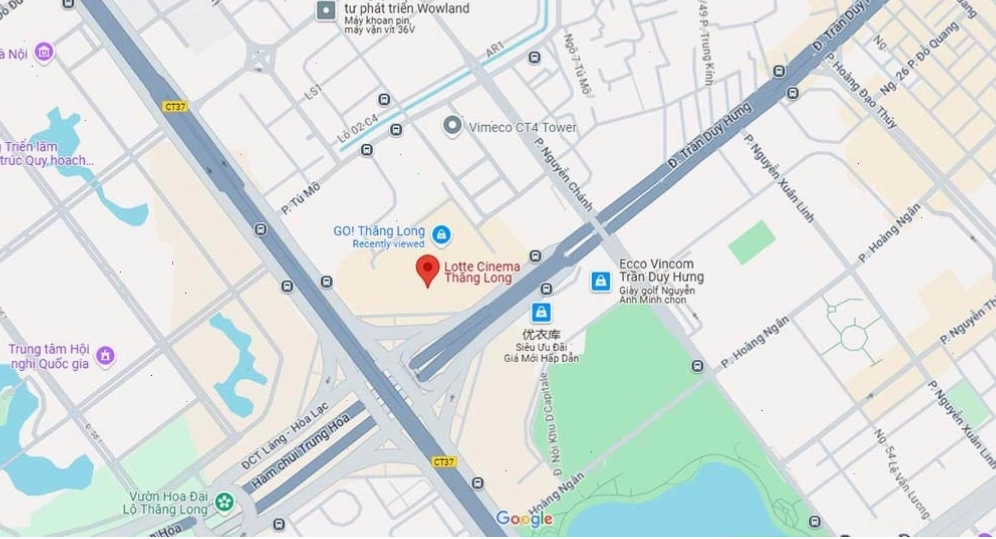 Lotte Cinema Thăng Long trên bản đồ Google Maps