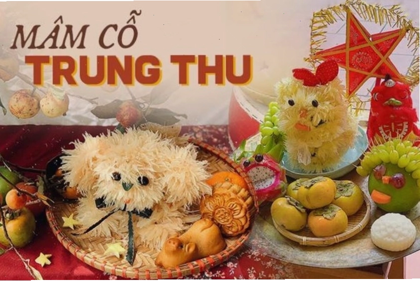 Mâm cỗ Trung thu đơn giản nhưng đầy màu sắc dành cho bé