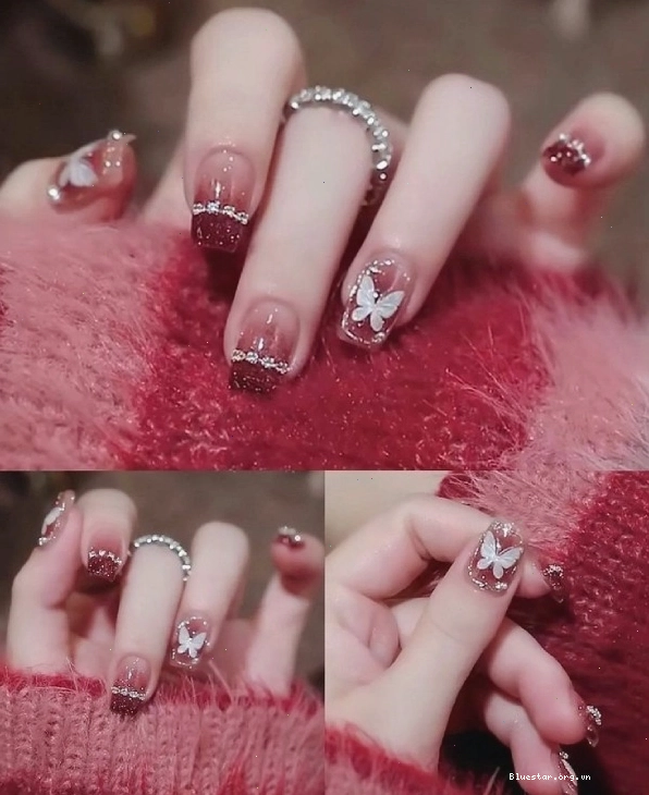 Mẫu nail đỏ kết hợp đính đá sang trọng