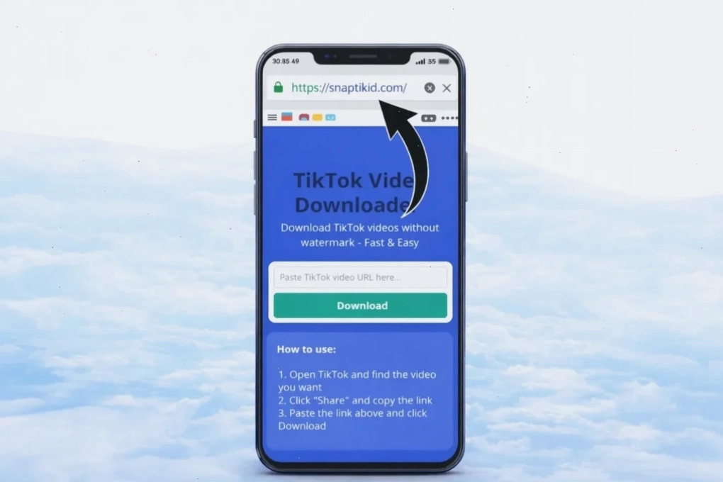 Mở trang SnapTik và dán liên kết