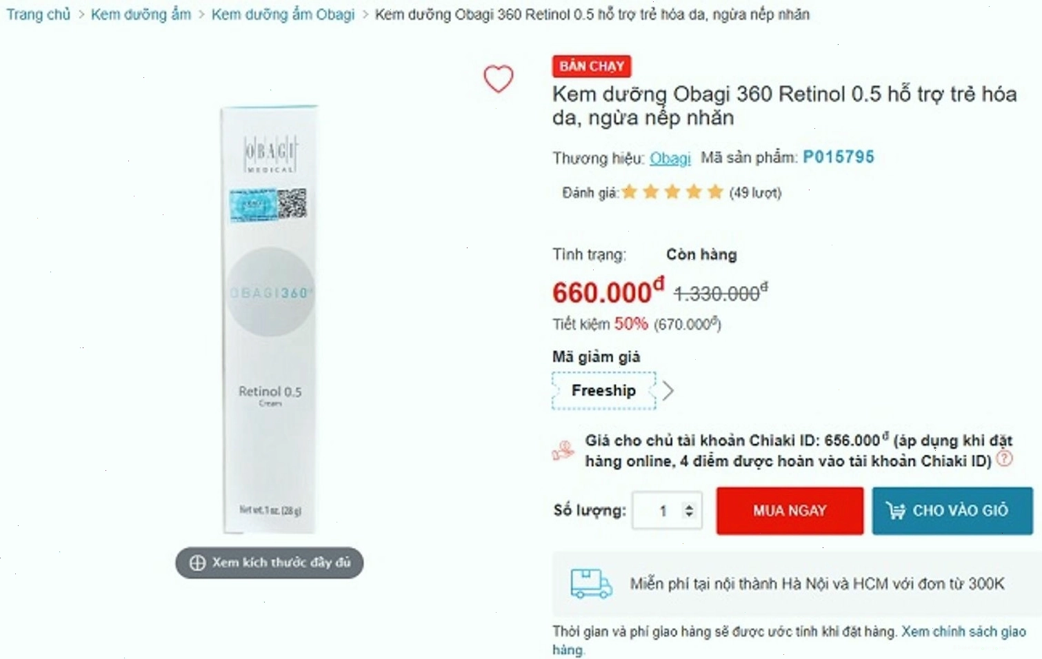 Mua Retinol Obagi chính hãng tại các nhà phân phối uy tín