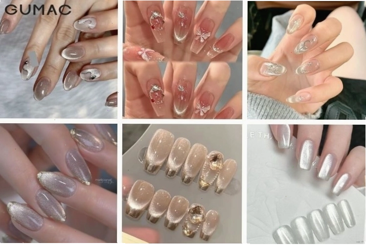 Nail thạch mắt mèo với hiệu ứng kim cương lấp lánh