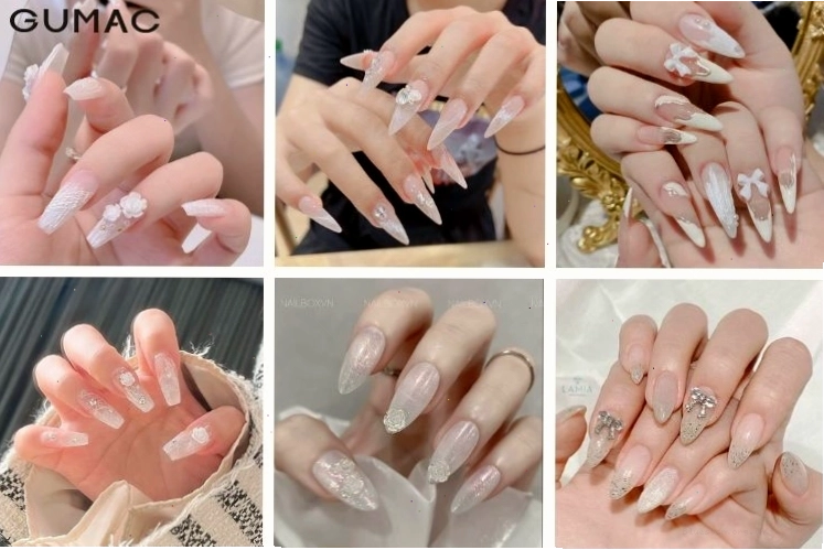 Nails sơn thạch màu trắng đẹp thuần khiết