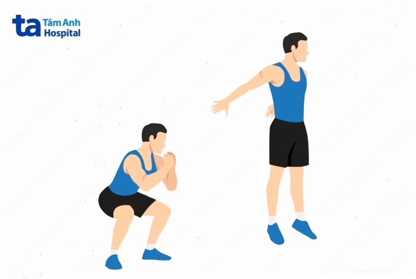 Nam giới thực hiện bài tập Jump Squat