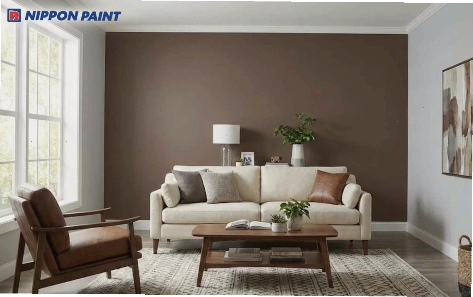 Nâu mocha đi cùng xám nhạt phù hợp với phong cách hiện đại, tối giản