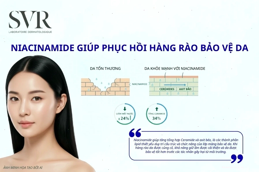 Niacinamide có tác dụng phục hồi hàng rào bảo vệ da và kiểm soát dầu