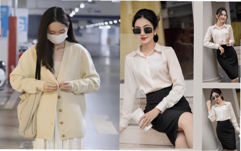 Phối đồ màu kem với màu đen tạo vẻ ngoài sang trọng