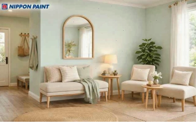 Phối màu be và xanh mint mang lại cảm giác hiếu khách và dễ chịu
