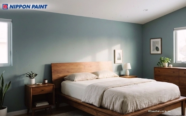 Phòng ngủ sơn màu xanh ghi sẽ mang lại sự yên tĩnh và thư thái