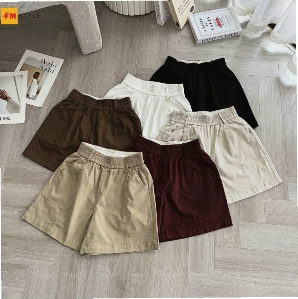 Quần đùi rộng nữ FM Style form trơn