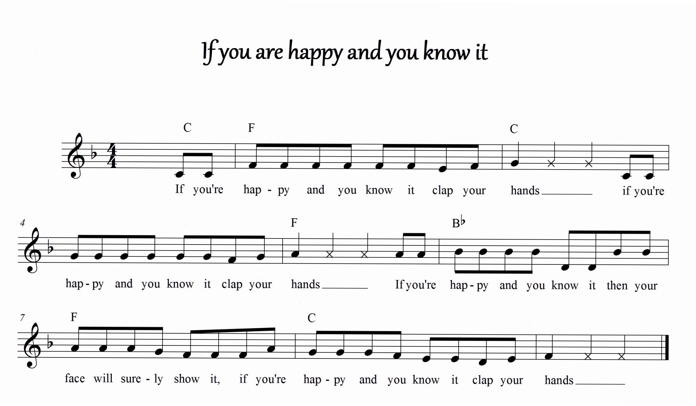 Sheet nhạc bài If You’re Happy And You Know It cho piano