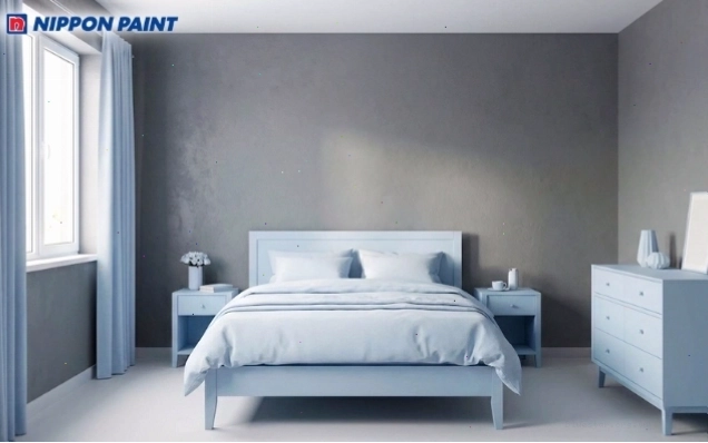 Sự kết hợp ghi - pastel tạo ra một không gian thư thái và trẻ trung