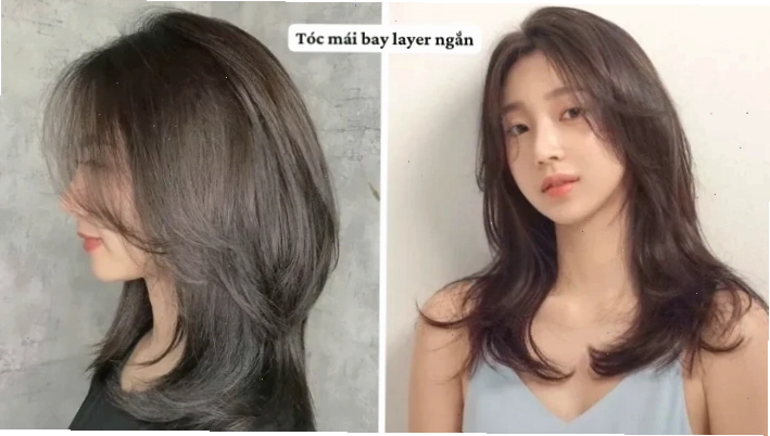 Tóc mái bay layer cho mặt tròn với hiệu ứng V-line