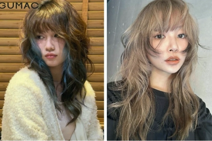 Tóc mullet layer nữ uốn chữ S mềm mại và quyến rũ