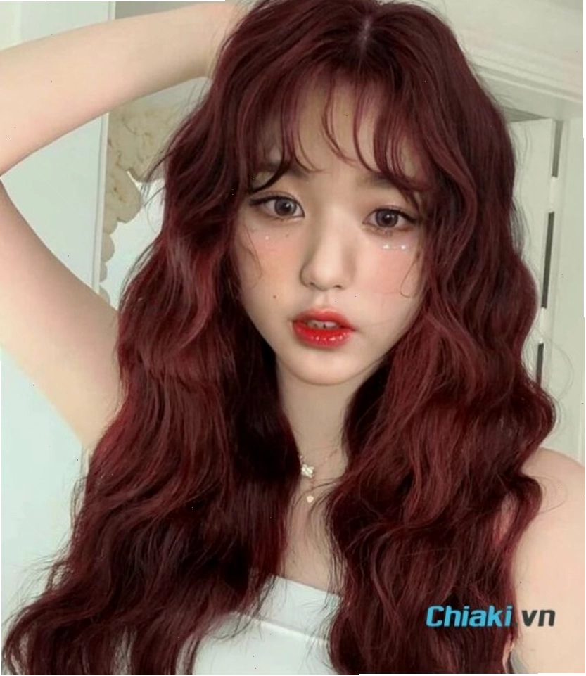 Tóc nâu đỏ cherry uốn xoăn hippie phóng khoáng