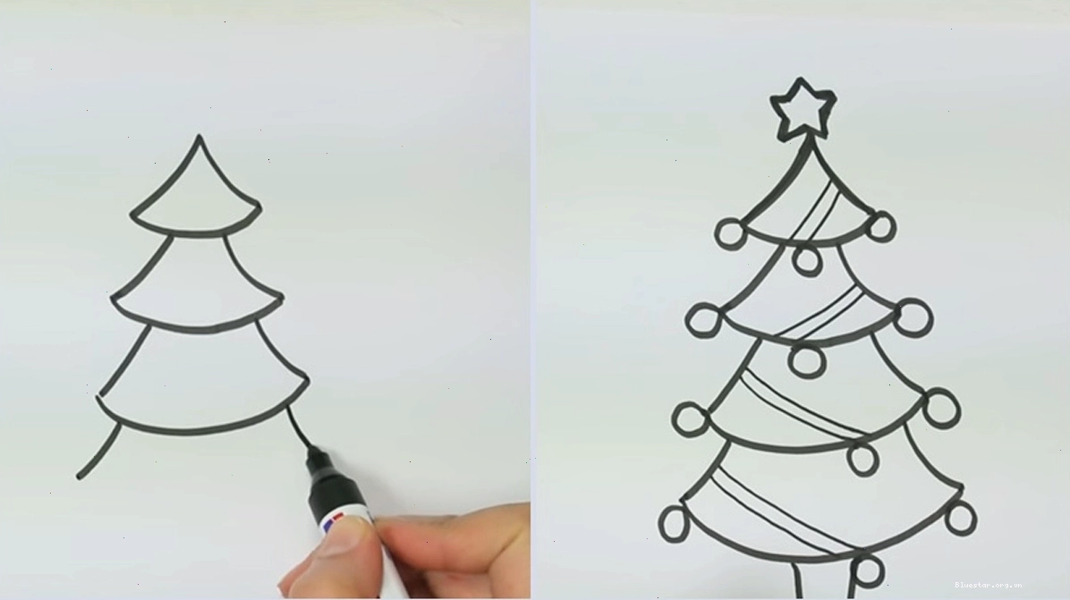 Vẽ cây thông Noel với nhiều tầng tam giác